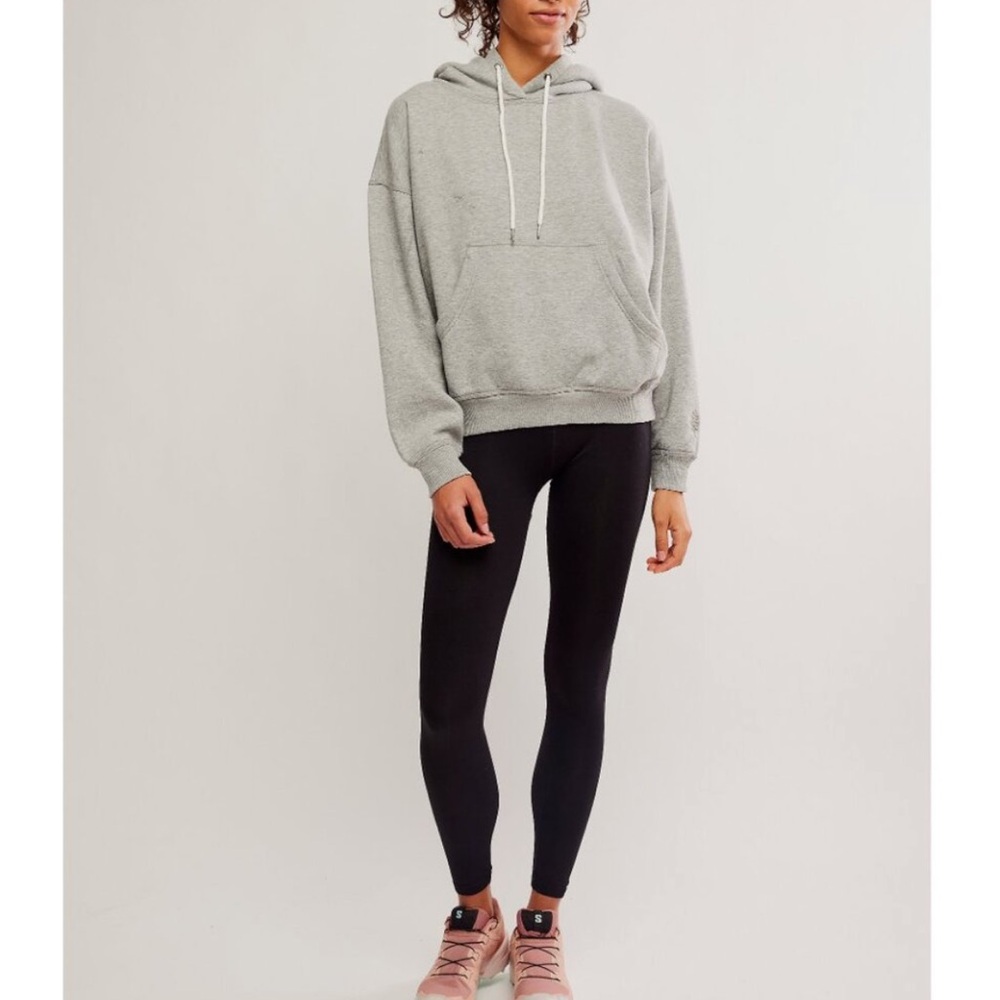 Free People Final Call Embroidered Hoodie Heather Grey Combo XL - Picture 5 of 8